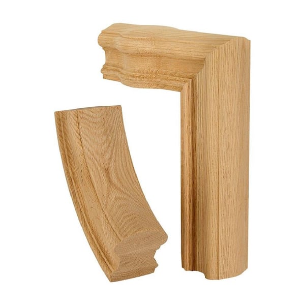 EVERMARK Stair Parts 7789 Unfinished Red Oak Straight 2-Rise Gooseneck with Cap Handrail Fitting