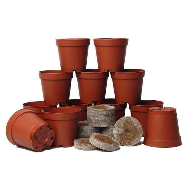 TEKU 2 in. Plastic Pot Terra Cotta Seed Starter Kit (12 Pack)