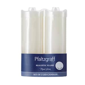 Set of 2 2 in. x 6 in. Realistic LED Wax Pillars, White