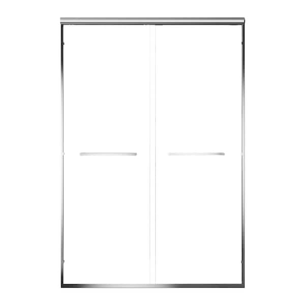 Vitrina 60 in. W x 72 in. H Double Sliding Frame Shower Door in Chrome Finish with Tempered Glass