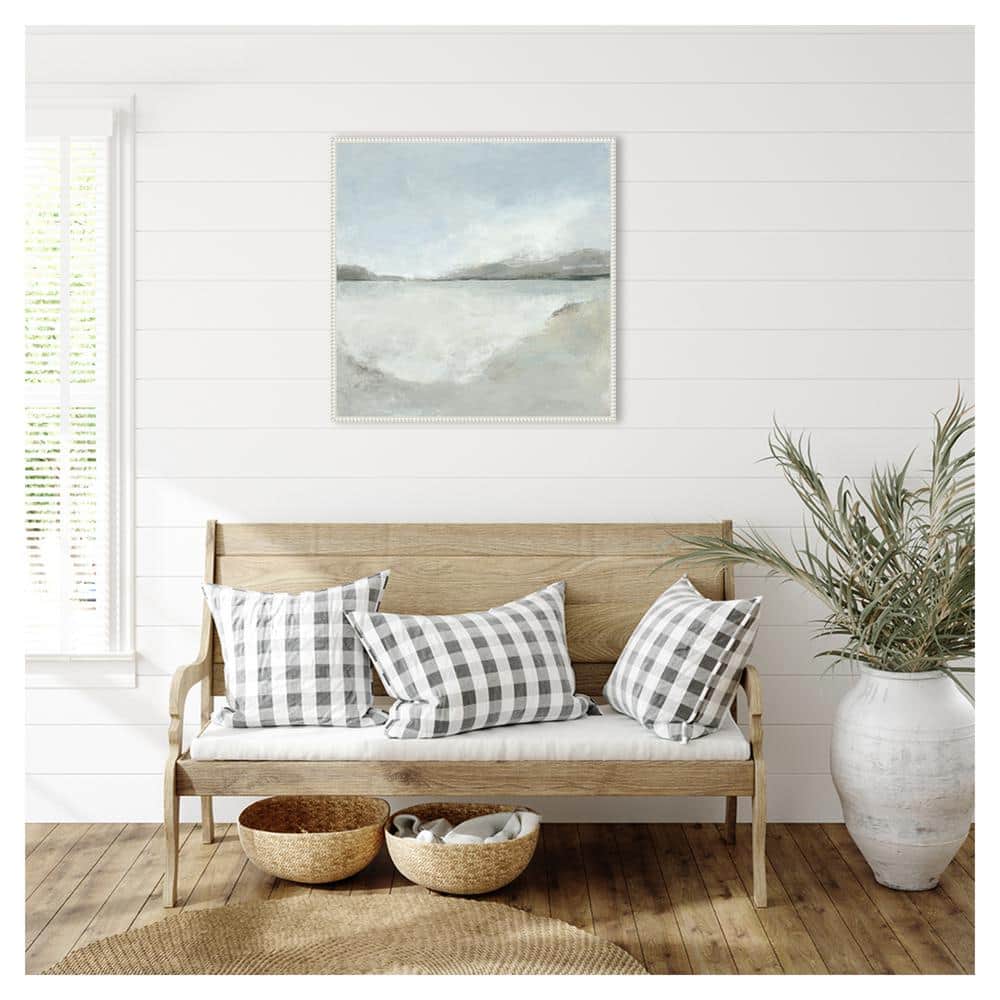 Subtle Coastal 30"x30" White Framed Canvas Wall Art