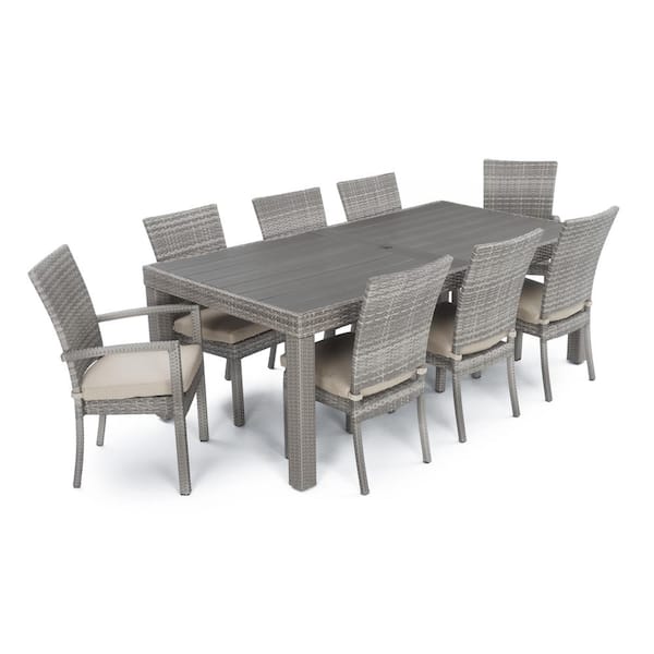 RST Brands Cannes 9-Piece Patio Woven Dining Set with Slate Grey Cushions