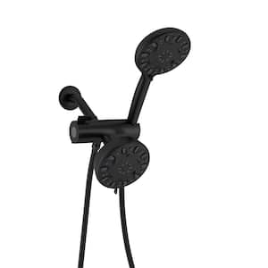 7-Spray Patterns with 1.8 GPM 5 in. Wall Mount Dual Shower Heads with Handheld and Hose in Matte Black