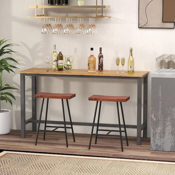 2PCS 25 in. Industrial Bar Stools Saddle Backless Counter Height Chairs