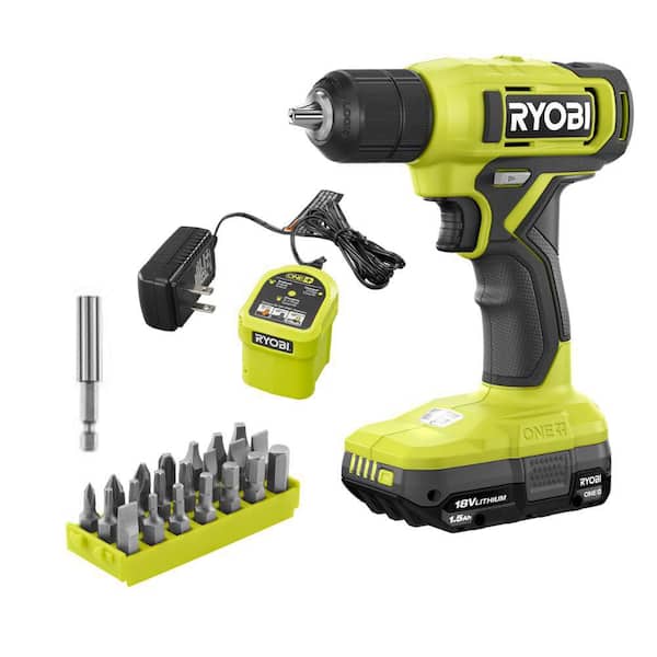 RYOBI ONE+ 18V Cordless 3/8 in. Drill/Driver Kit with 1.5 Ah Battery and Charger