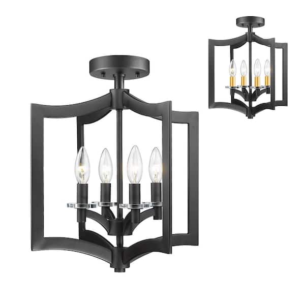 Unbranded Zander 14.8 in. 4-Light Bronze Semi-Flush Mount with no Shade