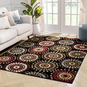 Barclay Orchid Fields Black 7 ft. x 10 ft. Contemporary Suzani Area Rug