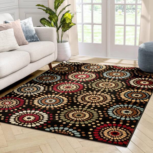 Extra Large Black Floral Modern 10X13 Oriental Hand-Tufted Rug