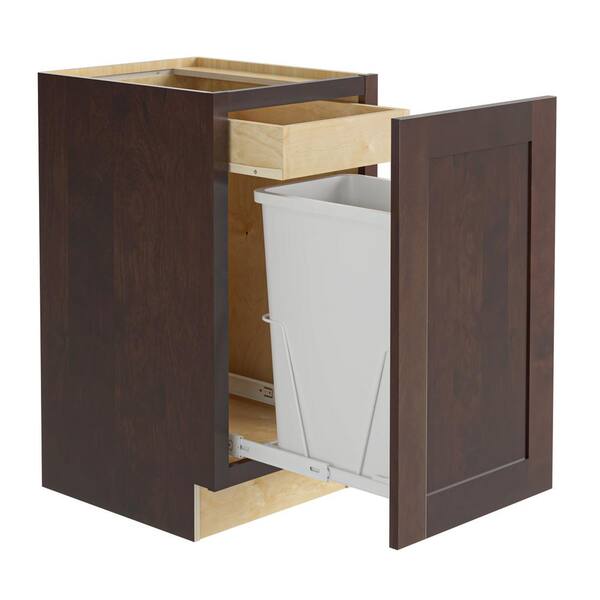 Home Decorators Collection Franklin Assembled 15x34 5x24 In Plywood Shaker Single Wastebasket Base Kitchen Cabinet In Stained Manganite B1wb15 Fmg The Home Depot