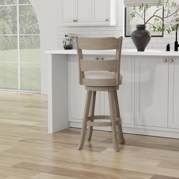 Hillsdale Furniture Arbor Wood 30.5 in. Aged Greige Wood Full Back Bar Stool
