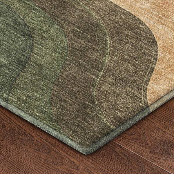 Mayfield Premium Machine Washable Abstract AMF2468 Olive 10 ft. x 14 ft. Area Rug