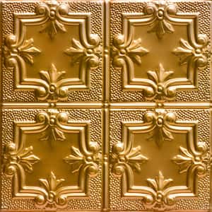 Antoinette Lincoln Copper 2 ft. x 2 ft. Decorative Tin Style Nail Up Ceiling Tile (24 sq. ft./case)