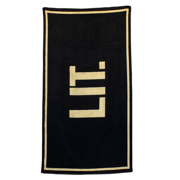 Unbranded Yarn Lit/Black/Gold Geometric Cotton Blend Single Beach Towel