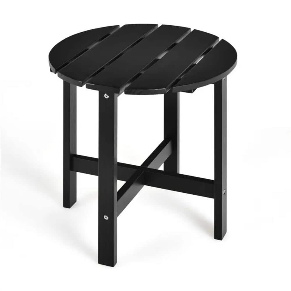 Black Round Wooden Outdoor Coffee Table Without Extension