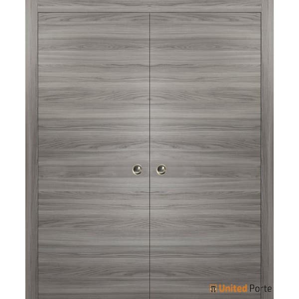Sartodoors 72 in. x 96 in. 2 Panel Ginger Ash Finished Solid Wood with Honeycomb Sliding Door with Hardware