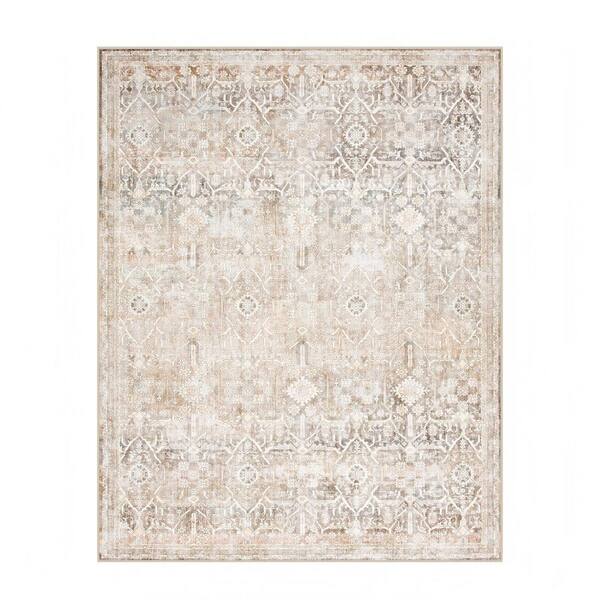 5 ft. x 7 ft. Khaki Vintage Floral Tribal Washable Non Slip Ultra-Thin Soft Area Rug