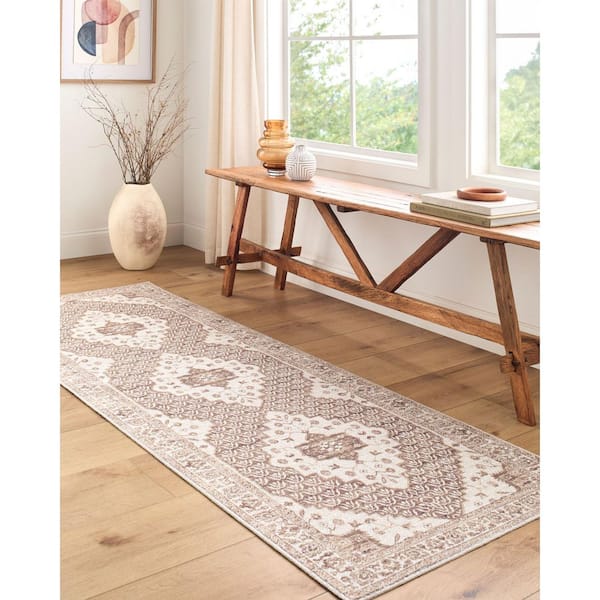 Nabela Noor Home Athiyo Brown/Oatmeal Traditional Area Rug, 1 x 2