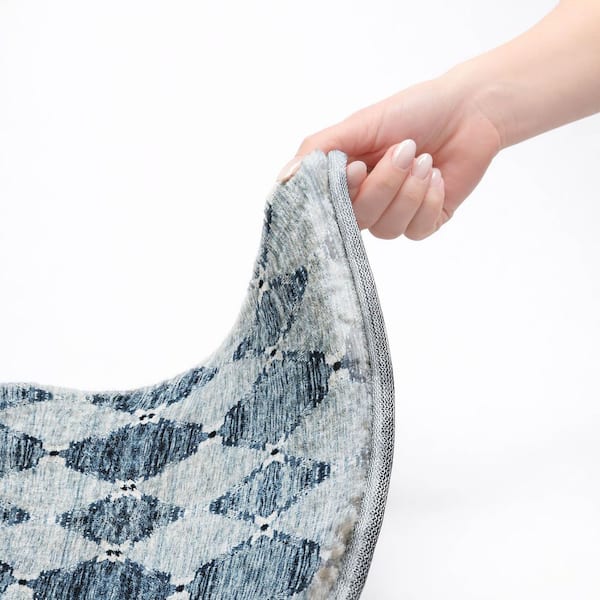 Dream Shag Premium Machine Washable Abstract ADS610 Blue 9 ft. x 12 ft. Area Rug