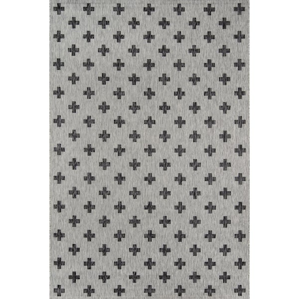 Momeni Umbria Grey 3 ft. 11 in. x 5 ft. 7 in. Indoor/Outdoor Area Rug