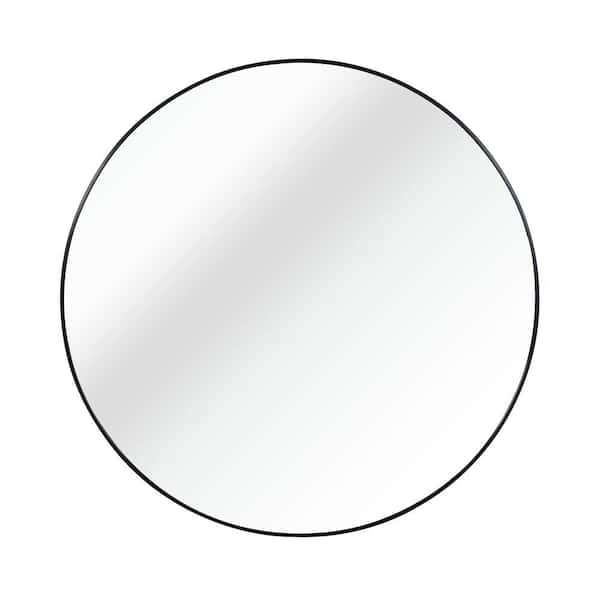 32 in. Black Metal Round Bathroom Mirror, HD Glass, Enhanced Shatterproof Safety Film, Anti-Rust Frame, Wall-Mounted