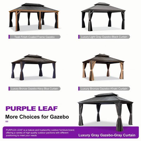 PURPLE LEAF 10 ft. x 12 ft. Luxury Patio Outdoor Gazebo for