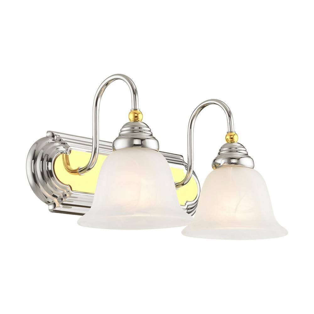Belmont 2-Light Polished Chrome and Brass Vanity Fixture