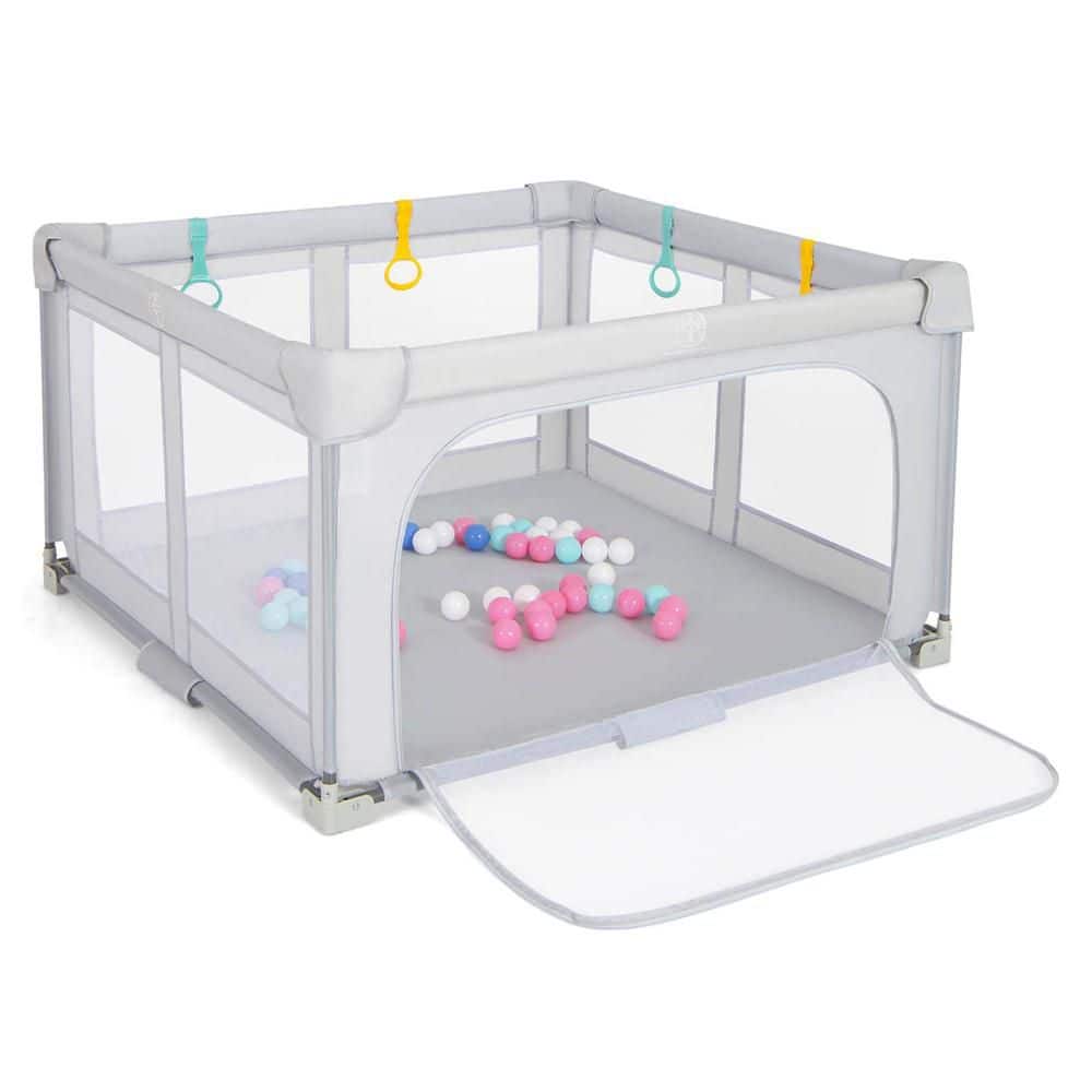 Large Baby Playpen 50 in. x 50 in. Playset with Zipper Gate 50-Ocean Balls and 4-Pull-up Rings price history on PriceWatchPro
