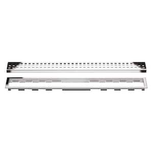 Kerdi-Line Chrome 39-3/8 in. Perforated Grate Assembly with 3/4 in. Frame