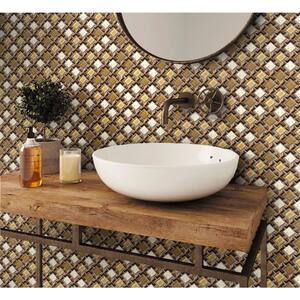 Beige Brown 11 in. x 11 in. Polished and Honed Glass and Metal Mirror Mosaic Tile (4.20 sq. ft./Case)