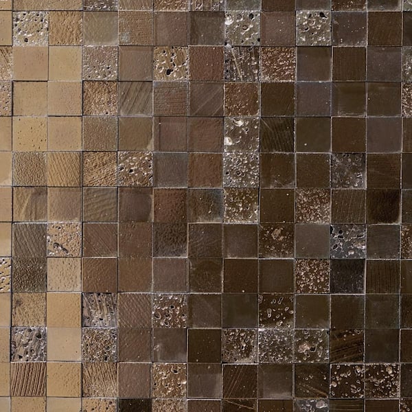 Ivy Hill Tile Deco Lava Blocks Bronze 12.51 in. x 12.51 in. Metallic Lava Stone Wall Mosaic Tile (1.07 sq. ft./Each)