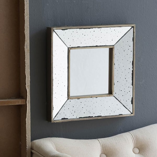 Blisstyle Silver 12 in W x 12 in. H Bohemian Square MDF Framed Mirror Wall Mirror Wall Decor Mirror