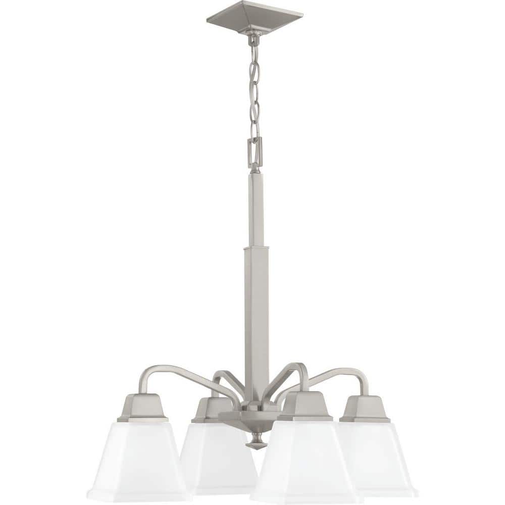 Clifton Heights Collection 4-Light Brushed Nickel Etched Glass Craftsman Chandelier Light price history on PriceWatchPro
