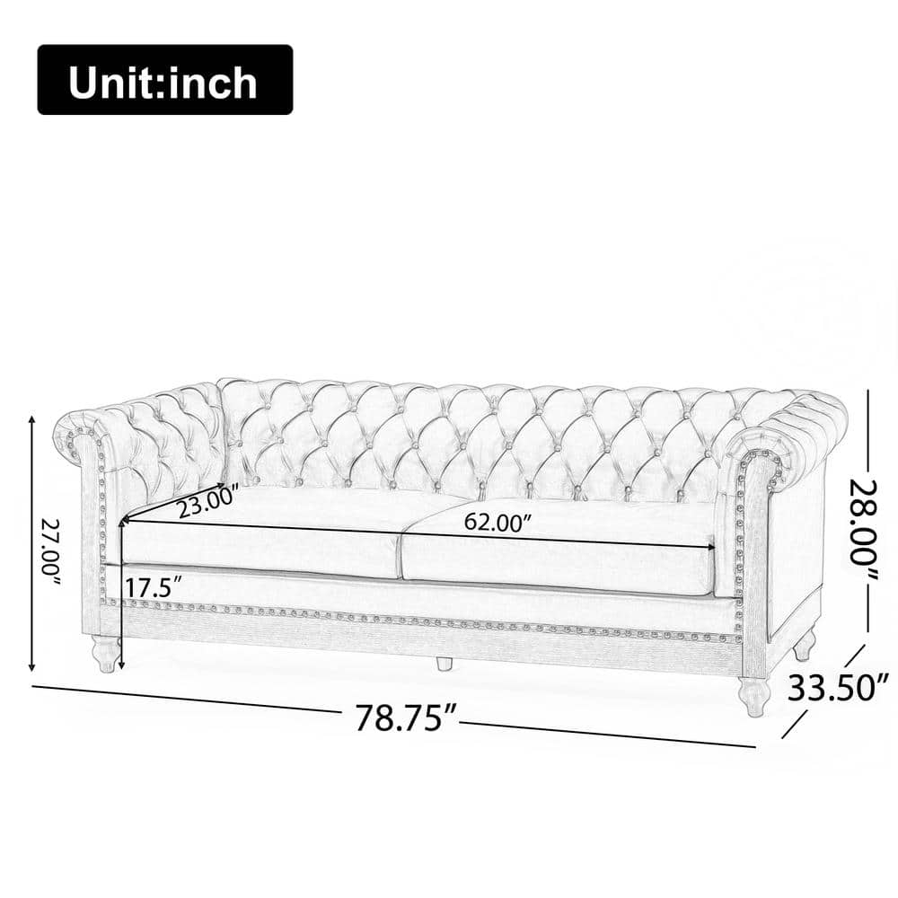 Beige and Dark Brown Chesterfield Tufted 3-Seater Sofa