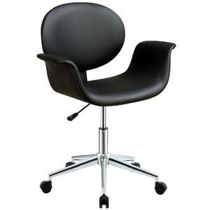 Camila Black Leather Office Chair with Non Adjustable Arms
