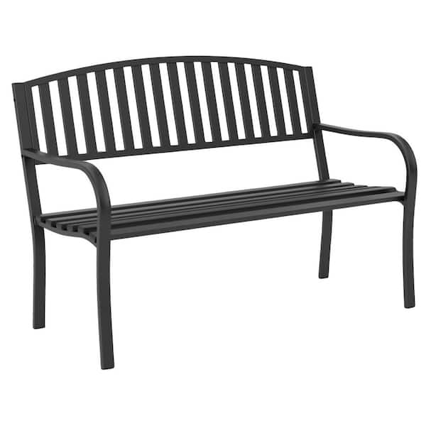 Wrought Iron Metal Outdoor Bench Weatherproof Anti-Rust Heavy-Duty Garden Patio Park Seating Clearance