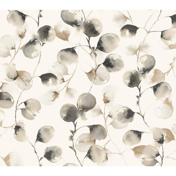 York Wallcoverings Black & Caramel Eucalyptus Trail Wallpaper, 27-in by 27-ft