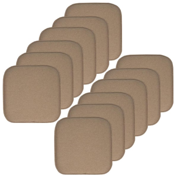 Sweet Home Collection Charlotte Jacquard Square Memory Foam 16 in.x16 in. Non-Slip Back, Chair Cushion (12-Pack), Taupe