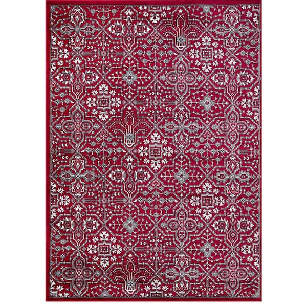 Concord Global Trading Jefferson Collection Athens Red 8 ft. x 10 ft. Area Rug