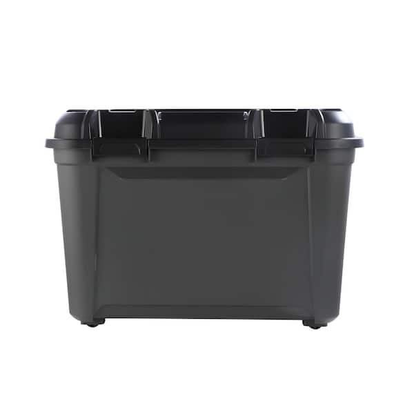 Mount It! Work It! Heavy Duty Plastic Storage Containers, 60 Liters,  Black/Yellow, Case Of 3 Bins