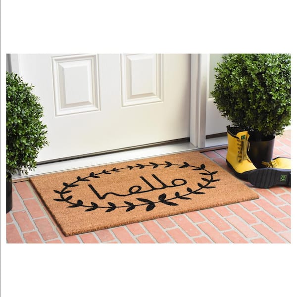 Calico Hello Doormat Multi-Colored 20 in. x 34 in. Indoor or Outdoor Doormat