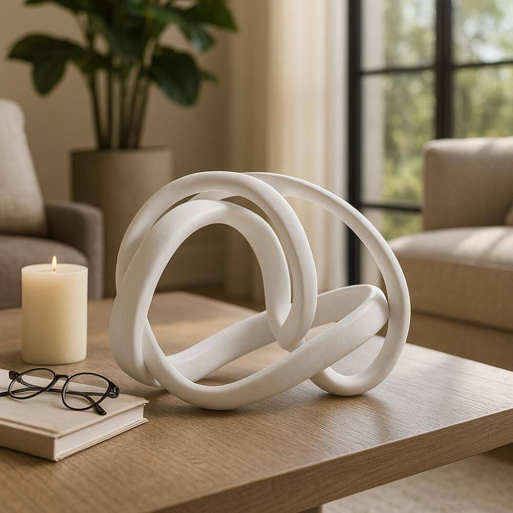 White 15.5 in. x 11.5 in. Resin Decorative Abstract Circular Loop Statue price history on PriceWatchPro