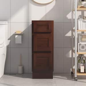 12 in. W x 21 in. D x 32.5 in. H 3-Drawers Bath Vanity Cabinet Only in Brown