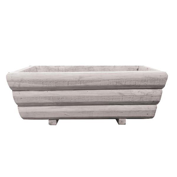 Devault Enterprises 21 in. W X 8 in. H Whitewash Wooden Planter