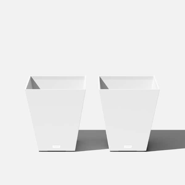 Veradek Nobleton 18 in. White Plastic Square Planter (2-Pack)