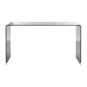 Huck 13.8 in. Clear Gray Rectangle Glass Console Table