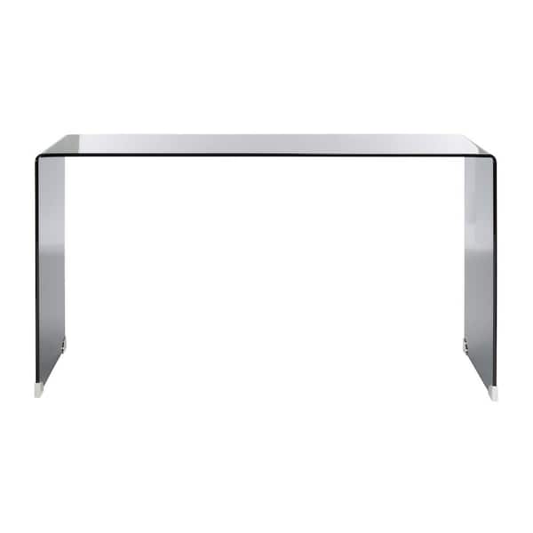 SAFAVIEH Huck 13.8 in. Clear Gray Rectangle Glass Console Table