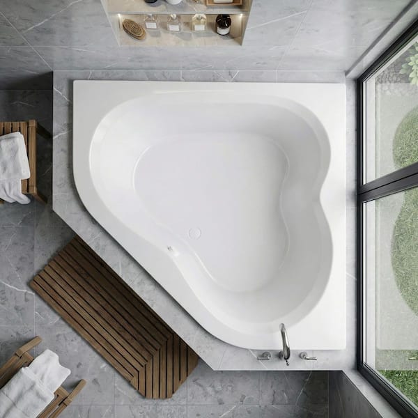 ANZZI 84 in. x 62 in. Acrylic Corner Drop-in Soaking Bathtub with
