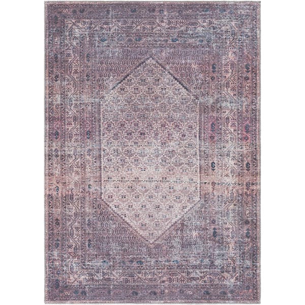 Kiera Old Lavender 7 ft. x 9 ft. Traditional Indoor Machine-Washable Area Rug