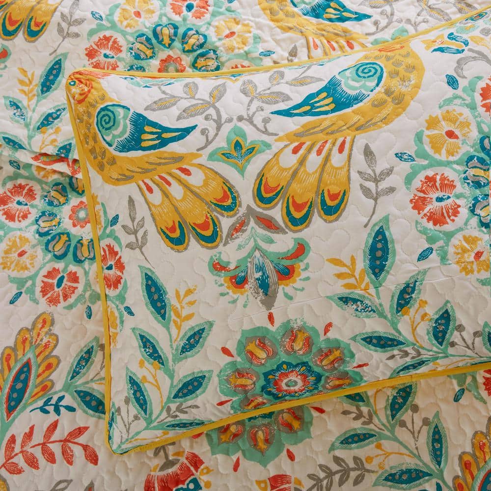 Bright Boho Medallion Full Microfiber Reversible Quilt Set