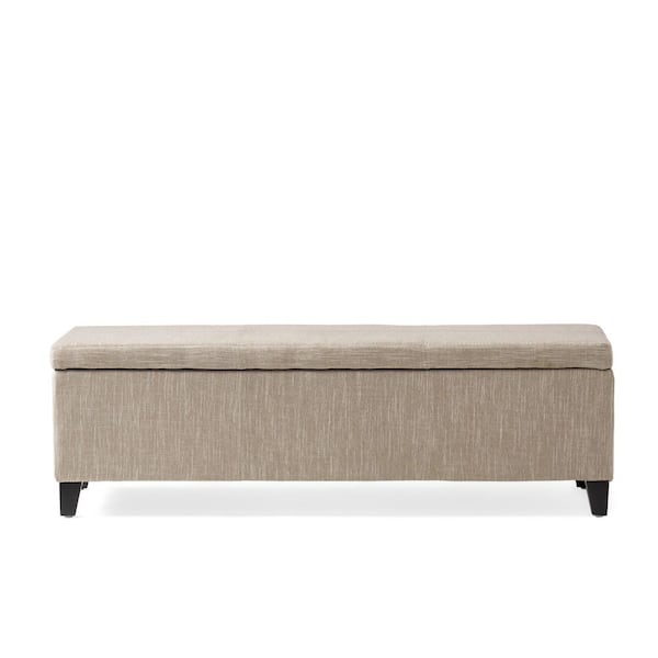 Noble House Glouser Sand Fabric Storage Bench